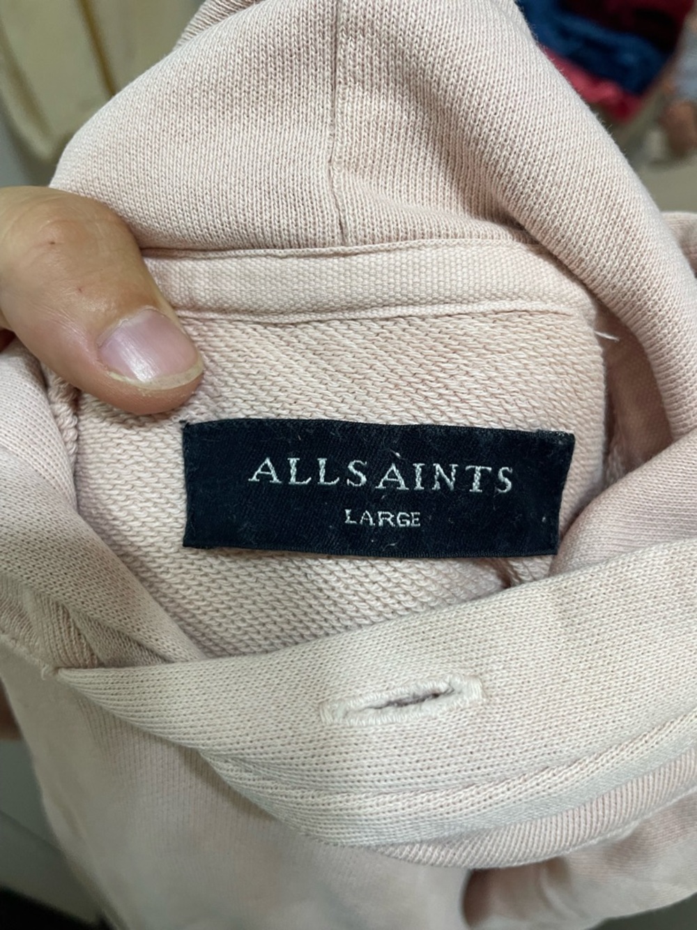 All saints cotton hoodie blush pink large